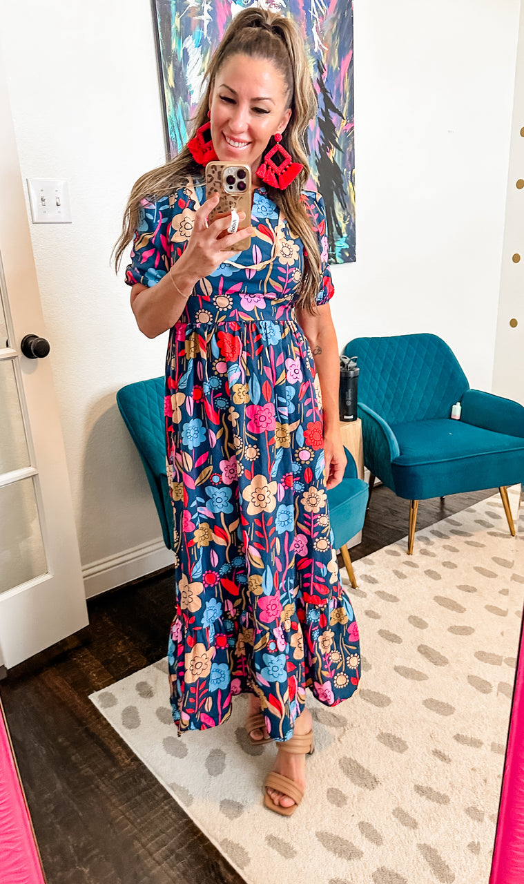 RETRO FLORAL MAXI DRESS