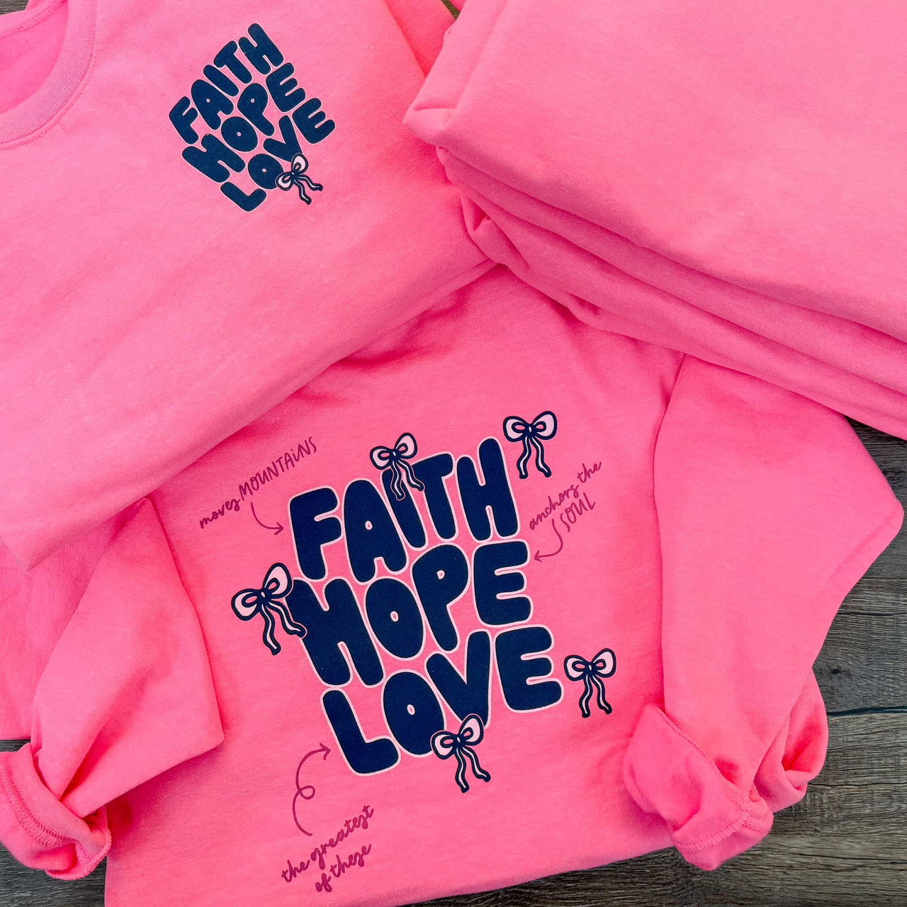 ✝️💗Faith Hope Love | Front & Back Tee & Sweatshirt✝️💗