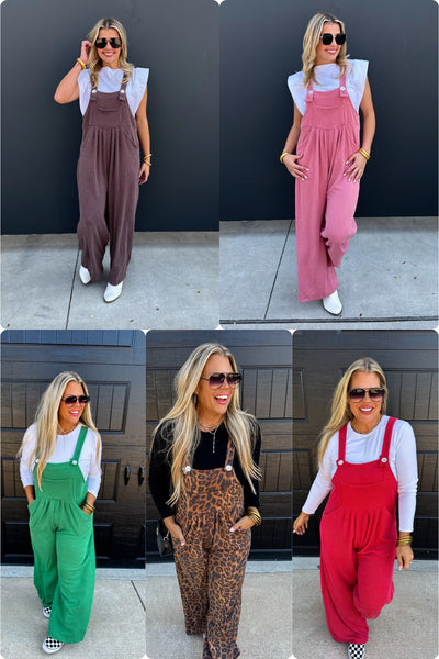 CHEETAH & SOLID 
KARLI BOHO OVERALLS